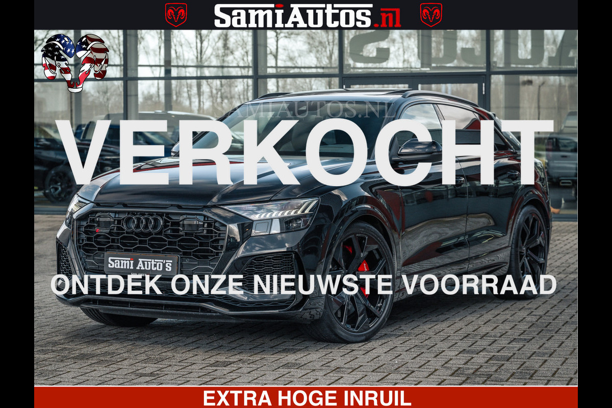 Audi RS Q8 RSQ8 BLACK OPS | 600PK 4.0 V8 TFSI QUATTRO | HUD | 4 WIELBESTURING | 23 INCH AUDI SPORT WHEELS | RS BEKLEDING ZWART | PANO | SOF BANG & OLUFSEN | PANORAMA DAK | De Lamborghini Urus en Audi RS Q8 zijn beide supersnelle SUV's met dezelfde basis (4.0L V8 twin-turbo motor van de VW Group)
