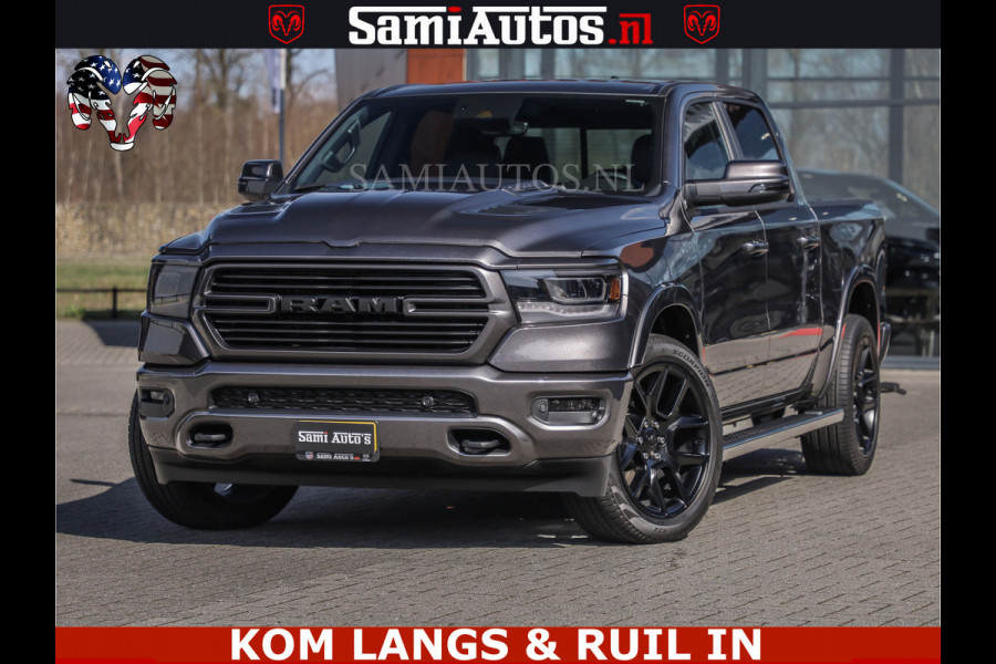 Dodge Ram SPORT | 5.7 V8 4X4 | 22 ICH WHEELS | 12 INCH MULTIMEDIA | MEMORY SEAT | BED STEP | 3500KG | GRANITE CRYSTAL | PRINS LPG | CRUISE | FULL LED | ALARM K3 | UITLAAT KLEP SYSTEEM ALS NIEUW!