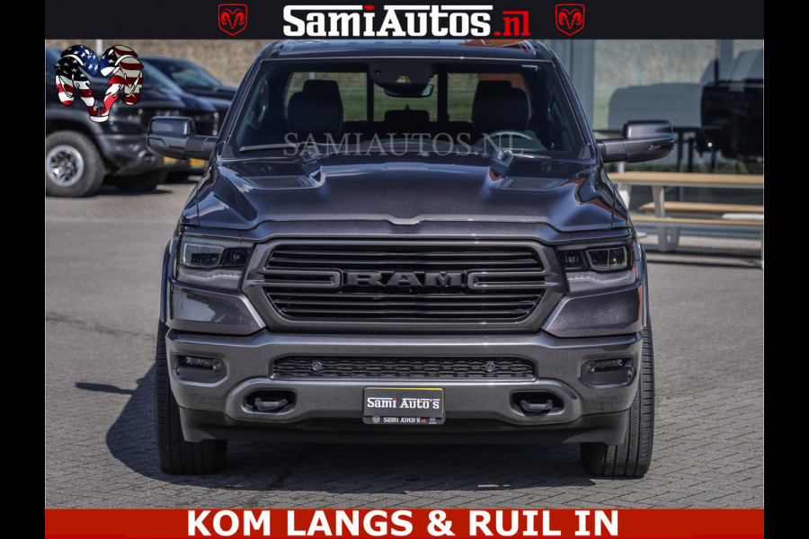 Dodge Ram SPORT | 5.7 V8 4X4 | 22 ICH WHEELS | 12 INCH MULTIMEDIA | MEMORY SEAT | BED STEP | 3500KG | GRANITE CRYSTAL | PRINS LPG | CRUISE | FULL LED | ALARM K3 | UITLAAT KLEP SYSTEEM ALS NIEUW!