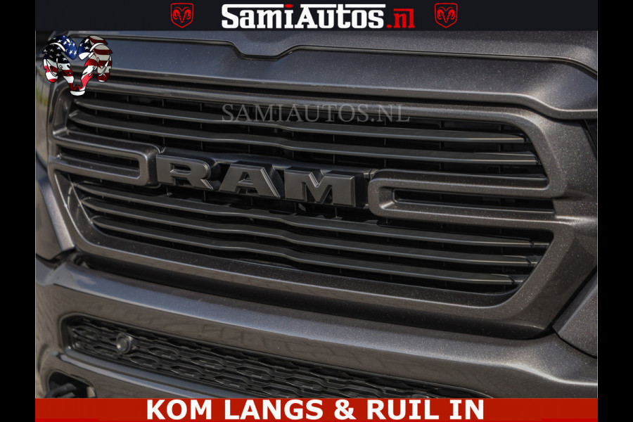 Dodge Ram SPORT | 5.7 V8 4X4 | 22 ICH WHEELS | 12 INCH MULTIMEDIA | MEMORY SEAT | BED STEP | 3500KG | GRANITE CRYSTAL | PRINS LPG | CRUISE | FULL LED | ALARM K3 | UITLAAT KLEP SYSTEEM ALS NIEUW!