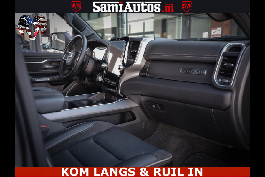Dodge Ram SPORT | 5.7 V8 4X4 | 22 ICH WHEELS | 12 INCH MULTIMEDIA | MEMORY SEAT | BED STEP | 3500KG | GRANITE CRYSTAL | PRINS LPG | CRUISE | FULL LED | ALARM K3 | UITLAAT KLEP SYSTEEM ALS NIEUW!