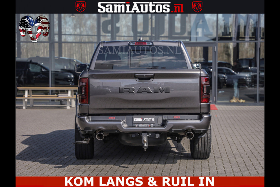 Dodge Ram SPORT | 5.7 V8 4X4 | 22 ICH WHEELS | 12 INCH MULTIMEDIA | MEMORY SEAT | BED STEP | 3500KG | GRANITE CRYSTAL | PRINS LPG | CRUISE | FULL LED | ALARM K3 | UITLAAT KLEP SYSTEEM ALS NIEUW!