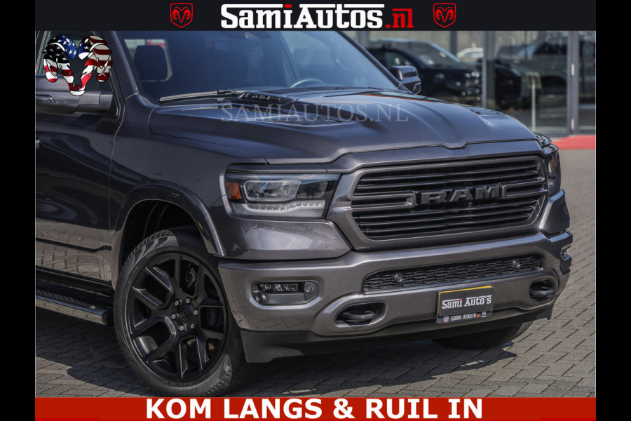 Dodge Ram SPORT | 5.7 V8 4X4 | 22 ICH WHEELS | 12 INCH MULTIMEDIA | MEMORY SEAT | BED STEP | 3500KG | GRANITE CRYSTAL | PRINS LPG | CRUISE | FULL LED | ALARM K3 | UITLAAT KLEP SYSTEEM ALS NIEUW!