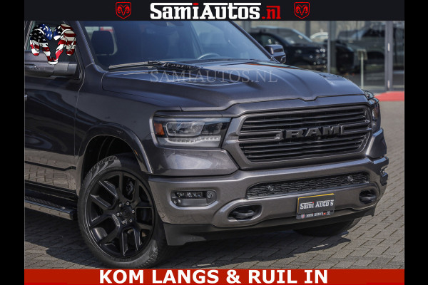 Dodge Ram SPORT | 5.7 V8 4X4 | 22 ICH WHEELS | 12 INCH MULTIMEDIA | MEMORY SEAT | BED STEP | 3500KG | GRANITE CRYSTAL | PRINS LPG | CRUISE | FULL LED | ALARM K3 | UITLAAT KLEP SYSTEEM ALS NIEUW!