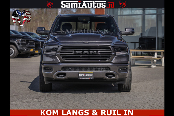 Dodge Ram SPORT | 5.7 V8 4X4 | 22 ICH WHEELS | 12 INCH MULTIMEDIA | MEMORY SEAT | BED STEP | 3500KG | GRANITE CRYSTAL | PRINS LPG | CRUISE | FULL LED | ALARM K3 | UITLAAT KLEP SYSTEEM ALS NIEUW!