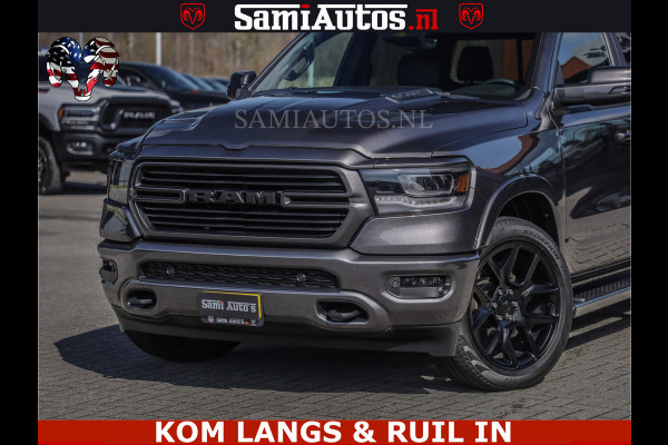 Dodge Ram SPORT | 5.7 V8 4X4 | 22 ICH WHEELS | 12 INCH MULTIMEDIA | MEMORY SEAT | BED STEP | 3500KG | GRANITE CRYSTAL | PRINS LPG | CRUISE | FULL LED | ALARM K3 | UITLAAT KLEP SYSTEEM ALS NIEUW!