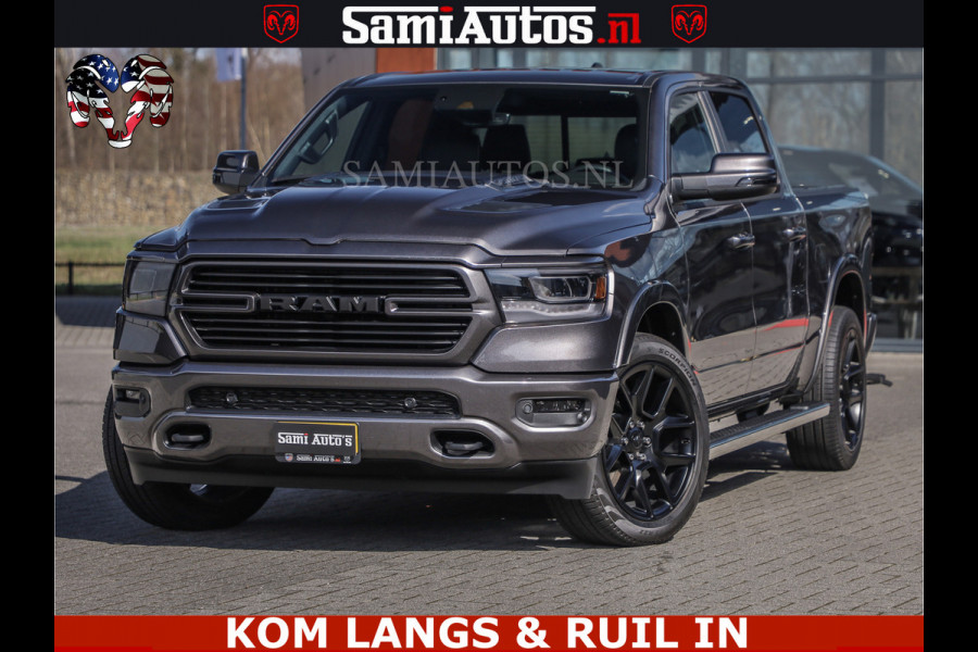 Dodge Ram SPORT | 5.7 V8 4X4 | 22 ICH WHEELS | 12 INCH MULTIMEDIA | MEMORY SEAT | BED STEP | 3500KG | GRANITE CRYSTAL | PRINS LPG | CRUISE | FULL LED | ALARM K3 | UITLAAT KLEP SYSTEEM ALS NIEUW!