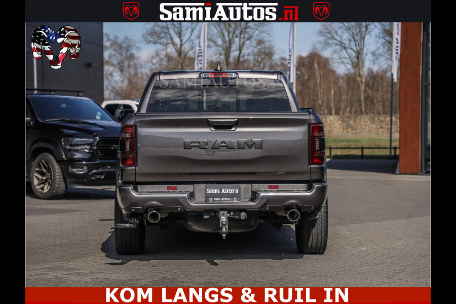 Dodge Ram SPORT | 5.7 V8 4X4 | 22 ICH WHEELS | 12 INCH MULTIMEDIA | MEMORY SEAT | BED STEP | 3500KG | GRANITE CRYSTAL | PRINS LPG | CRUISE | FULL LED | ALARM K3 | UITLAAT KLEP SYSTEEM ALS NIEUW!