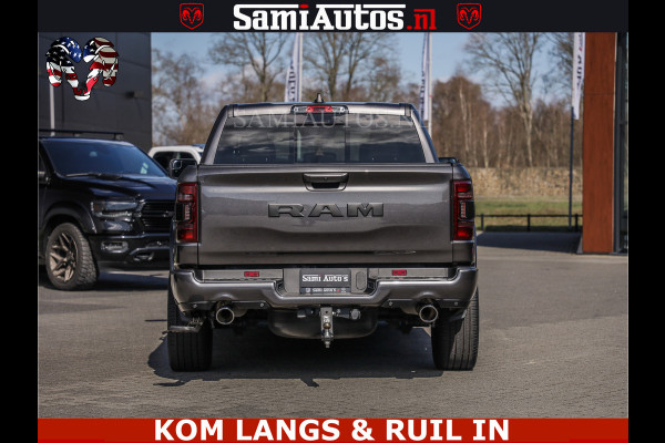 Dodge Ram SPORT | 5.7 V8 4X4 | 22 ICH WHEELS | 12 INCH MULTIMEDIA | MEMORY SEAT | BED STEP | 3500KG | GRANITE CRYSTAL | PRINS LPG | CRUISE | FULL LED | ALARM K3 | UITLAAT KLEP SYSTEEM ALS NIEUW!