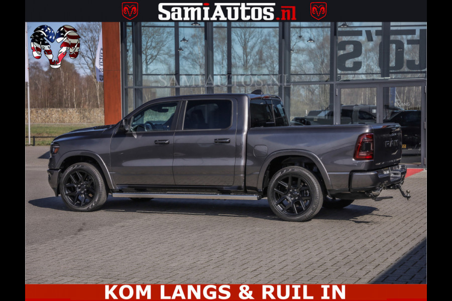 Dodge Ram SPORT | 5.7 V8 4X4 | 22 ICH WHEELS | 12 INCH MULTIMEDIA | MEMORY SEAT | BED STEP | 3500KG | GRANITE CRYSTAL | PRINS LPG | CRUISE | FULL LED | ALARM K3 | UITLAAT KLEP SYSTEEM ALS NIEUW!