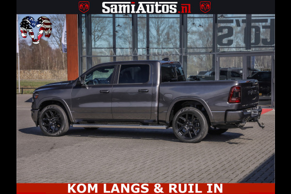 Dodge Ram SPORT | 5.7 V8 4X4 | 22 ICH WHEELS | 12 INCH MULTIMEDIA | MEMORY SEAT | BED STEP | 3500KG | GRANITE CRYSTAL | PRINS LPG | CRUISE | FULL LED | ALARM K3 | UITLAAT KLEP SYSTEEM ALS NIEUW!