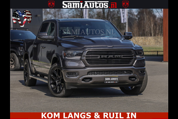 Dodge Ram SPORT | 5.7 V8 4X4 | 22 ICH WHEELS | 12 INCH MULTIMEDIA | MEMORY SEAT | BED STEP | 3500KG | GRANITE CRYSTAL | PRINS LPG | CRUISE | FULL LED | ALARM K3 | UITLAAT KLEP SYSTEEM ALS NIEUW!