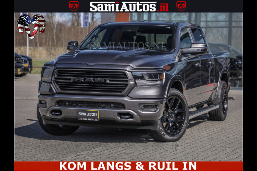 Dodge Ram SPORT | 5.7 V8 4X4 | 22 ICH WHEELS | 12 INCH MULTIMEDIA | MEMORY SEAT | BED STEP | 3500KG | GRANITE CRYSTAL | PRINS LPG | CRUISE | FULL LED | ALARM K3 | UITLAAT KLEP SYSTEEM ALS NIEUW!
