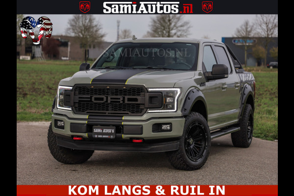 Dodge Ram FORD F150 5.0 V8 4X4 | MAT OLIVE GREEN | BIJTELLING VRIJ | ZEER DIK | CAMERA | 3500KG | PANORAMA | LEDER | GO RHINO ROLLBAR | CRUISE CONTROL | PRINS LPG | BAKFLIP COVER | Deze pick-up is leverbaar met zowel een groot rijbewijs (C) als een klein rijbewijs (B). Laat ons weten wat jouw voorkeur is.