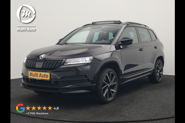 Škoda Karoq 1.5 TSI ACT Sportline 150pk DSG Dealer O.H | Trekhaak Afn. | Panodak | RS Sportstoelen Verwarmd | Adaptive Cruise | Sfeerverlichting | Camera | Apple Carplay | Keyless | Navigatie | DAB | 19" L.M |