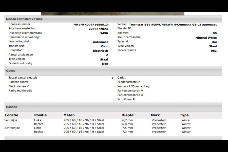 Nissan Townstar N-Connecta L2 45 kWh 100% EV. / Pdc.+Camera / Airco-ecc./ Radio-multimedia / Schuifdeur rechts / WLTP-actieradius: ca. 285 km  / Apk 03-2028