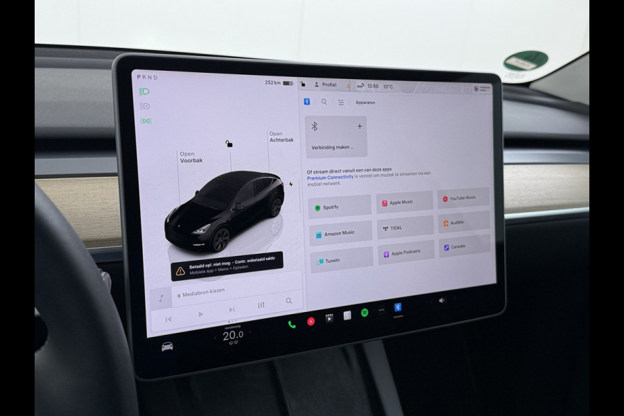 Tesla Model Y 300pk Warmtepomp LFP-Accu Leer Lmv Camera's Panoramadak Adap.Cruise Navi Ecc SOH 92% RWD Autopilot Stoel+Stuur+Achterbank Verwarming Elek.Achterklep Dodehoek detector Draadloze telefoonlader 1e Eigenaar Fabrieksgarantie op Motor en Accu tot 13-12-2030/160.000km 1.600KG-Trekvermogen