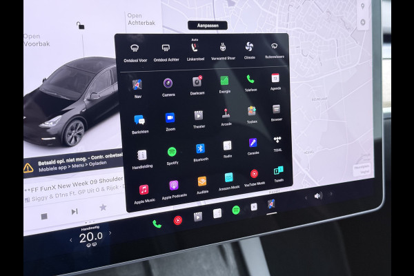 Tesla Model Y 300pk Warmtepomp LFP-Accu Leer Lmv Camera's Panoramadak Adap.Cruise Navi Ecc SOH 92% RWD Autopilot Stoel+Stuur+Achterbank Verwarming Elek.Achterklep Dodehoek detector Draadloze telefoonlader 1e Eigenaar Fabrieksgarantie op Motor en Accu tot 13-12-2030/160.000km 1.600KG-Trekvermogen
