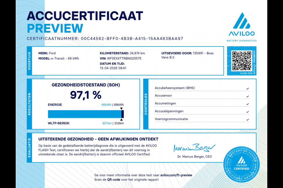 Ford E-Transit 350 68kWh 184PK L2 Cruise control Climate control Carplay Snelladen Laadkabel Parkeersensoren