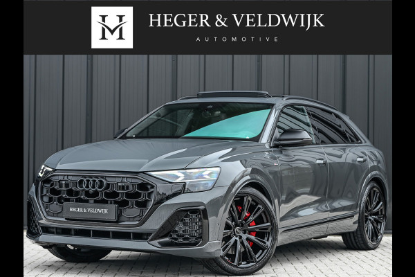 Audi Q8 60 TFSI e quattro | Audi Exclusive | B&O Advanced | S-seats met massage | Achteras besturing | Soft close | Adaptive cruise | Carbon inleg | Ambiance interieur | 360 camera | Verwarmbaar stuurwiel | Trekhaak