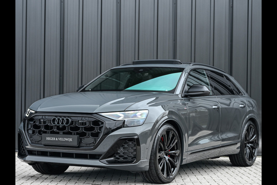 Audi Q8 60 TFSI e quattro | Audi Exclusive | B&O Advanced | S-seats met massage | Achteras besturing | Soft close | Adaptive cruise | Carbon inleg | Ambiance interieur | 360 camera | Verwarmbaar stuurwiel | Trekhaak