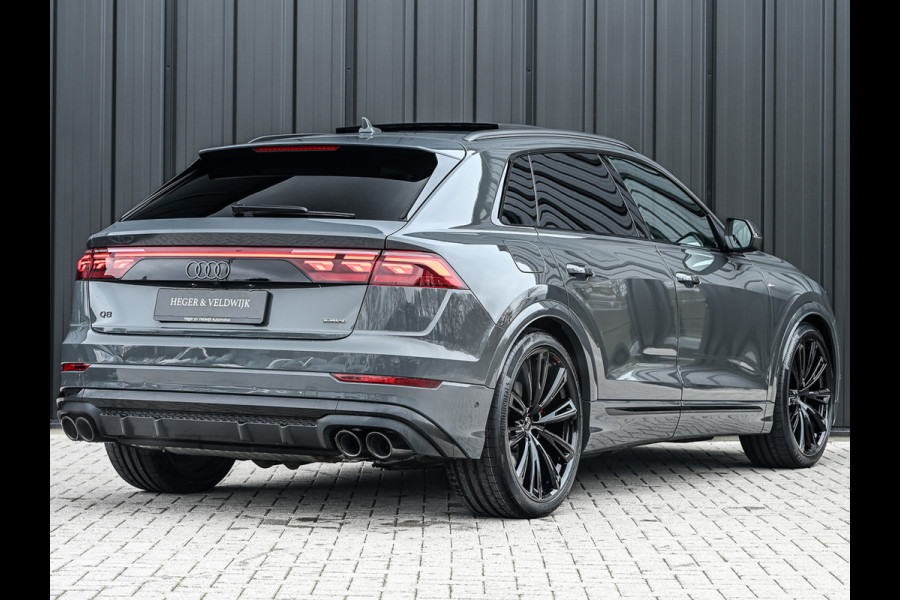 Audi Q8 60 TFSI e quattro | Audi Exclusive | B&O Advanced | S-seats met massage | Achteras besturing | Soft close | Adaptive cruise | Carbon inleg | Ambiance interieur | 360 camera | Verwarmbaar stuurwiel | Trekhaak
