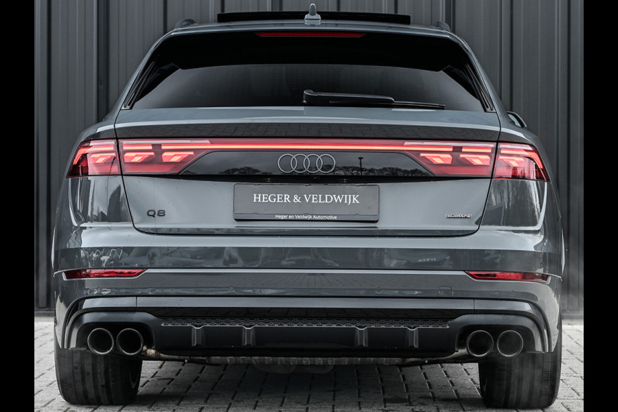Audi Q8 60 TFSI e quattro | Audi Exclusive | B&O Advanced | S-seats met massage | Achteras besturing | Soft close | Adaptive cruise | Carbon inleg | Ambiance interieur | 360 camera | Verwarmbaar stuurwiel | Trekhaak
