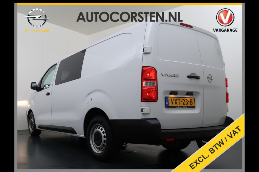 Opel Vivaro 2.0D 145PK L3 Dubbele Cabine 6-Persoons Trekhaak Euro 6 Airco Navi Apple Carplay Android Auto Cruise Control Bluetooth Pdc Betonplex Lat om lat Achterdeuren DAB Privacy Glas 1e Eigenaar Origineel Nederlandse Auto Dealeronderhouden