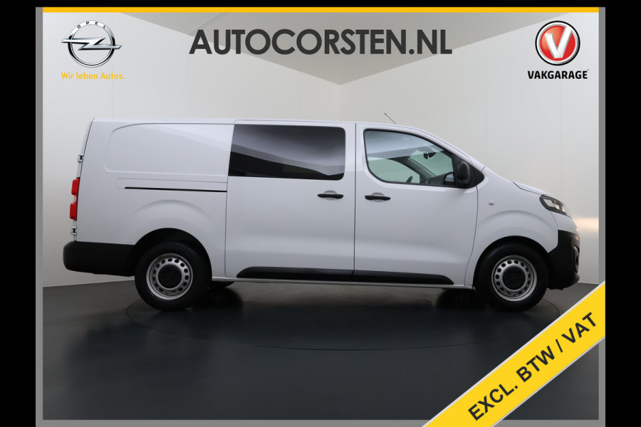 Opel Vivaro 2.0D 145PK L3 Dubbele Cabine 6-Persoons Trekhaak Euro 6 Airco Navi Apple Carplay Android Auto Cruise Control Bluetooth Pdc Betonplex Lat om lat Achterdeuren DAB Privacy Glas 1e Eigenaar Origineel Nederlandse Auto Dealeronderhouden