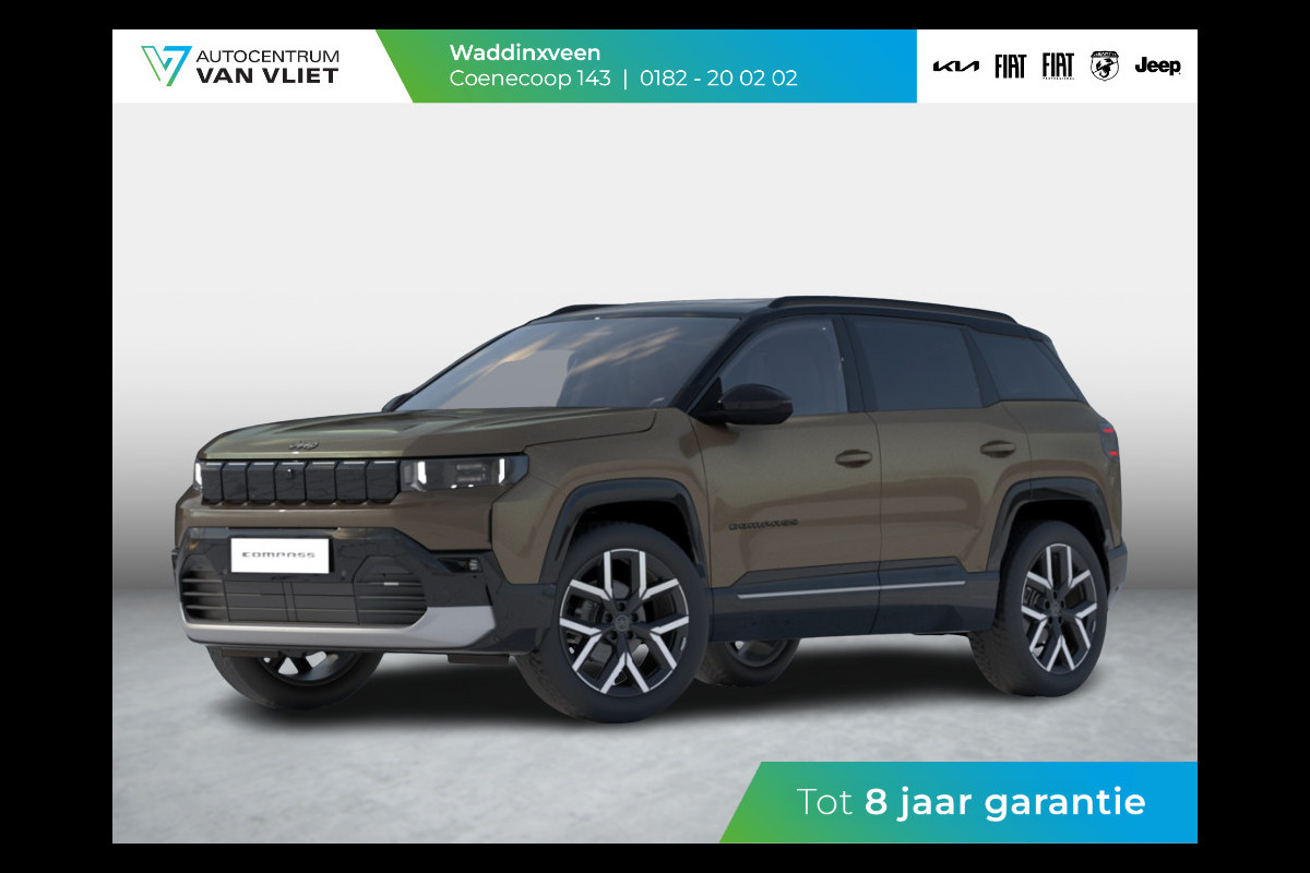 Jeep Compass First Edition 74 kWh | Adapt. Cruise | Camera | Carplay | 20" | Elektr. A-Klep | Navi | Winter Pack | Schuif/Kanteldak | Premium Pack | Conv. Pack | Warmtepomp