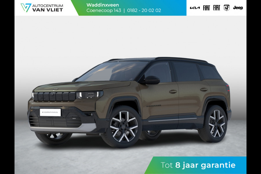 Jeep Compass First Edition 74 kWh | Adapt. Cruise | Camera | Carplay | 20" | Elektr. A-Klep | Navi | Winter Pack | Schuif/Kanteldak | Premium Pack | Conv. Pack | Warmtepomp