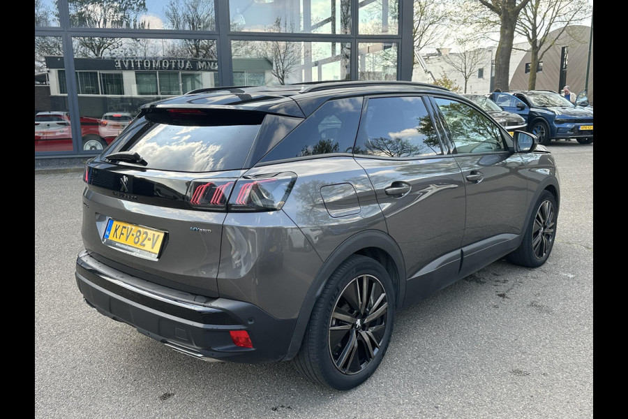Peugeot 3008 1.6 HYbrid 225 GT Pack Business PANO | BLACK PACK | CAMERA | CRUISE CONTROL ADAPTIEF DODE HOEK SENSOR | ELEK. ACHTERKLEP | STOELVERWARMING| FOCAL AUDIO|