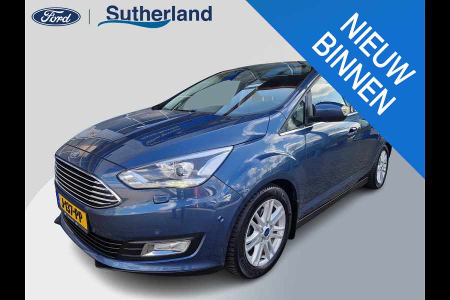 Ford C-MAX 1.0 Titanium Full Options! | Volledig dealer onderhouden | Trekhaak | Stoel stuur en voorruitverwarming | All weather banden | Parking Pack incl camera | Beide voorstoelen in hoogte verstelbaar | Bi xenon verl.