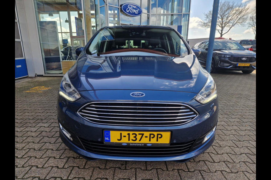 Ford C-MAX 1.0 Titanium Full Options! | Volledig dealer onderhouden | Trekhaak | Stoel stuur en voorruitverwarming | All weather banden | Parking Pack incl camera | Beide voorstoelen in hoogte verstelbaar | Bi xenon verl.
