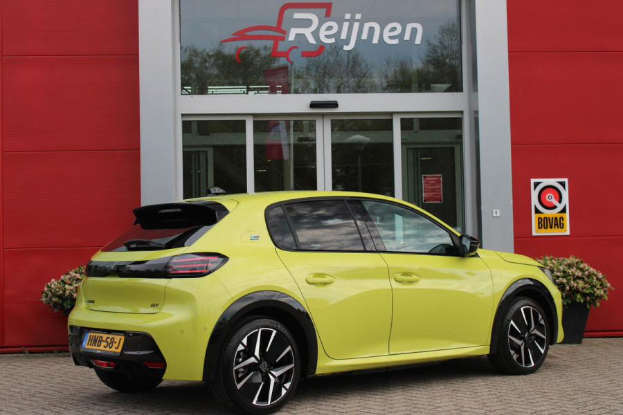 Peugeot e-208 EV GT 156PK 51 kWh | WARMTEPOMP | ALCANTARA "EXECUTIVE INTERIOR" (STOEL VERWARMING/ELEKTRISCH VERSTELBARE BESTUUDERSSTOEL MET MASSAGE FUNCTIE/ALCANTARA BEKLEDING | METAALLAK "JAUNE AGUENDA" | DRIVE ASSIST PLUS PACK (ADAPTIVE CRUISE CONTROL/STOP & GO FUNCTIE/LANE KEEPING/POSITIONING ASSIST) | 17" LICHTMETALEN VELGEN "YANAKA" | SFEER VERLICHTING IN 8 KLEUREN | KEYLESS ENTRY/START | DRAADLOZE APPLE CARPLAY/ANDROID AUTO | DRAADLOZE TELEFOONLADER | VISION & NAVIGATION PACK (NAVIGATIE/HD CAMERA VOOR EN ACHTER/DODEHOEK BEWAKING/INSTAPVERLICHTING | FULL LED KOPLAMPEN |