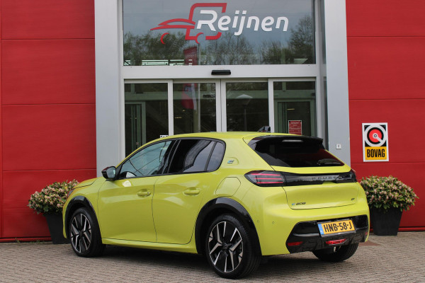 Peugeot e-208 EV GT 156PK 51 kWh | WARMTEPOMP | ALCANTARA "EXECUTIVE INTERIOR" (STOEL VERWARMING/ELEKTRISCH VERSTELBARE BESTUUDERSSTOEL MET MASSAGE FUNCTIE/ALCANTARA BEKLEDING | METAALLAK "JAUNE AGUENDA" | DRIVE ASSIST PLUS PACK (ADAPTIVE CRUISE CONTROL/STOP & GO FUNCTIE/LANE KEEPING/POSITIONING ASSIST) | 17" LICHTMETALEN VELGEN "YANAKA" | SFEER VERLICHTING IN 8 KLEUREN | KEYLESS ENTRY/START | DRAADLOZE APPLE CARPLAY/ANDROID AUTO | DRAADLOZE TELEFOONLADER | VISION & NAVIGATION PACK (NAVIGATIE/HD CAMERA VOOR EN ACHTER/DODEHOEK BEWAKING/INSTAPVERLICHTING | FULL LED KOPLAMPEN |
