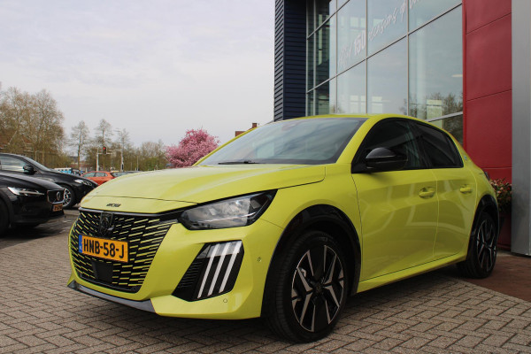 Peugeot e-208 EV GT 156PK 51 kWh | WARMTEPOMP | ALCANTARA "EXECUTIVE INTERIOR" (STOEL VERWARMING/ELEKTRISCH VERSTELBARE BESTUUDERSSTOEL MET MASSAGE FUNCTIE/ALCANTARA BEKLEDING | METAALLAK "JAUNE AGUENDA" | DRIVE ASSIST PLUS PACK (ADAPTIVE CRUISE CONTROL/STOP & GO FUNCTIE/LANE KEEPING/POSITIONING ASSIST) | 17" LICHTMETALEN VELGEN "YANAKA" | SFEER VERLICHTING IN 8 KLEUREN | KEYLESS ENTRY/START | DRAADLOZE APPLE CARPLAY/ANDROID AUTO | DRAADLOZE TELEFOONLADER | VISION & NAVIGATION PACK (NAVIGATIE/HD CAMERA VOOR EN ACHTER/DODEHOEK BEWAKING/INSTAPVERLICHTING | FULL LED KOPLAMPEN |