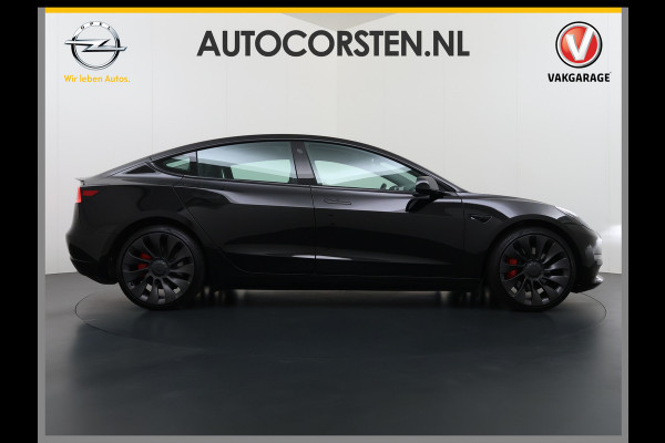 Tesla Model 3 Performance 513pk AWD Facelift Warmtepomp Elek.Achterklep Dubbelglas Lmv 20" AutoPilot Panoramadak Adaptive Cruise Camera's Leer Elektr.Stuur+Stoel+Geheugen Stoel+Bank-Verwarmd Keyless Wifi 4WD 1e Eigenaar Origineel Nederlandse Auto SOH 81%