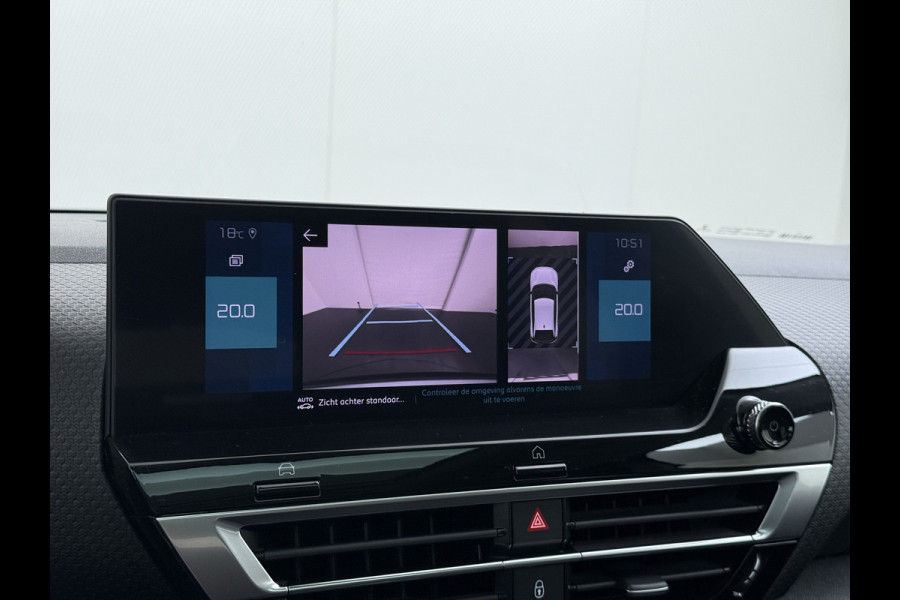 Citroën Ë-C4 50kWh SOH 100% Panorama-Schuifdak Stoel+Stuurverwarming Head-Up Display Adap.Cruise 360°Camera Apple Carplay Android Auto Navi E Keyless Lmv Led Isofix DAB Lane Assist Voorruitverwarming Regen-Lichtsensor Dodehoek detector Bluetooth Rijstrooksensor
