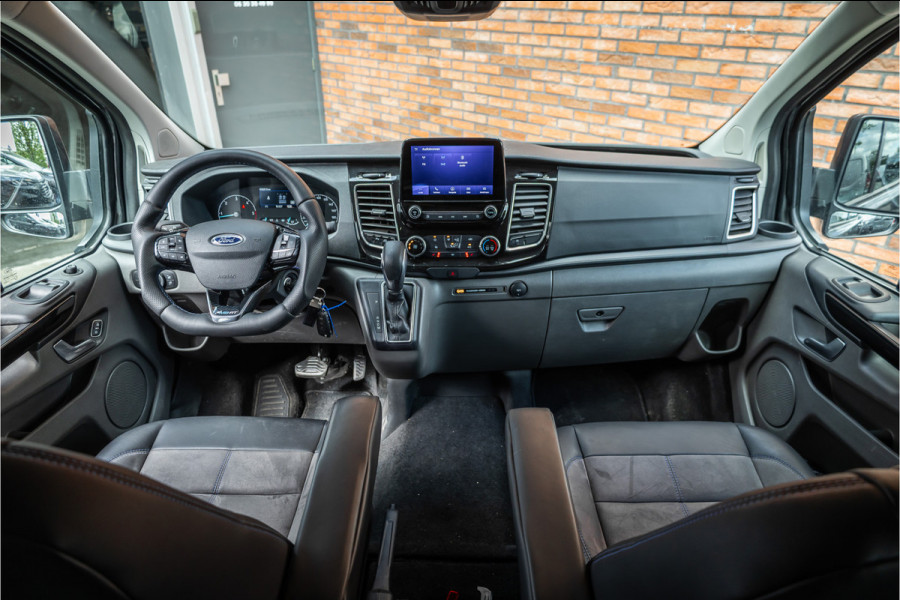 Ford Transit Custom MS-RT 320 2.0 TDCI L2H1 DC | ACC | BLIS | Bi-Xenon | Elek stoel | CarPlay | Navigatie | Camera | Stoelverwarming | L+R Schuifdeur | Lederen bekleding | Spoiler-pakket | Nieuwe APK | Verlengde fabrieksgarantie