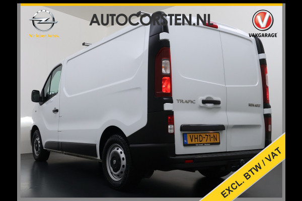 Renault Trafic 2.0dCi 120PK 3-Pers. Trekhaak Euro 6 Apple Carplay Android Auto Airco Navi Cruise Control Led Bluetooth Pdc T29 L1H1 Betonplex Vloer Wandbetimmering Schuifdeur 1e Eigenaar Origineel Nederlandse Bus
