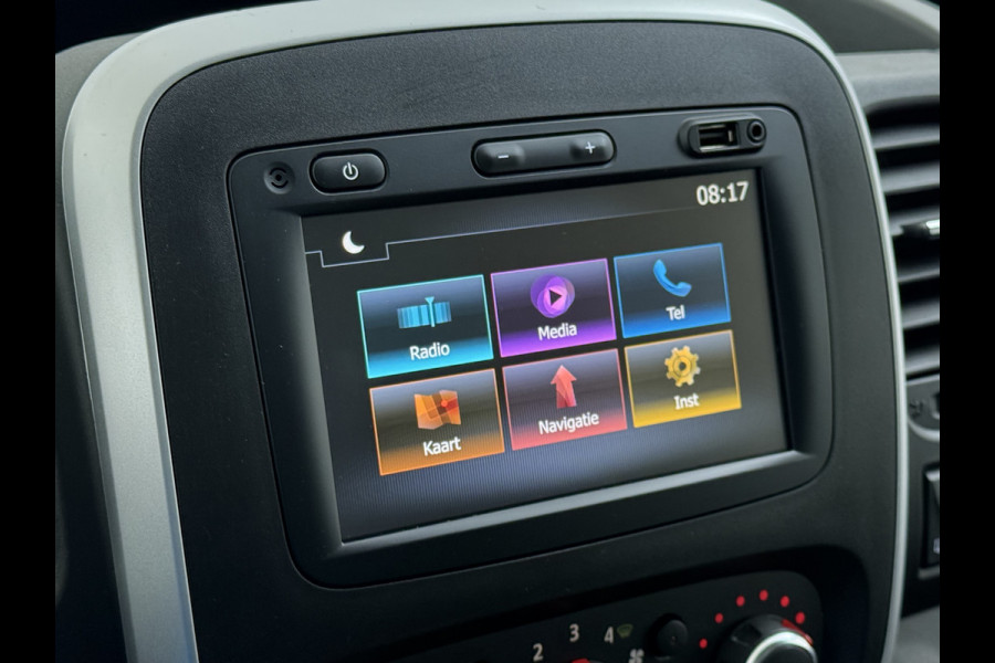 Renault Trafic 2.0dCi 120PK 3-Pers. Trekhaak Euro 6 Apple Carplay Android Auto Airco Navi Cruise Control Led Bluetooth Pdc T29 L1H1 Betonplex Vloer Wandbetimmering Schuifdeur 1e Eigenaar Origineel Nederlandse Bus