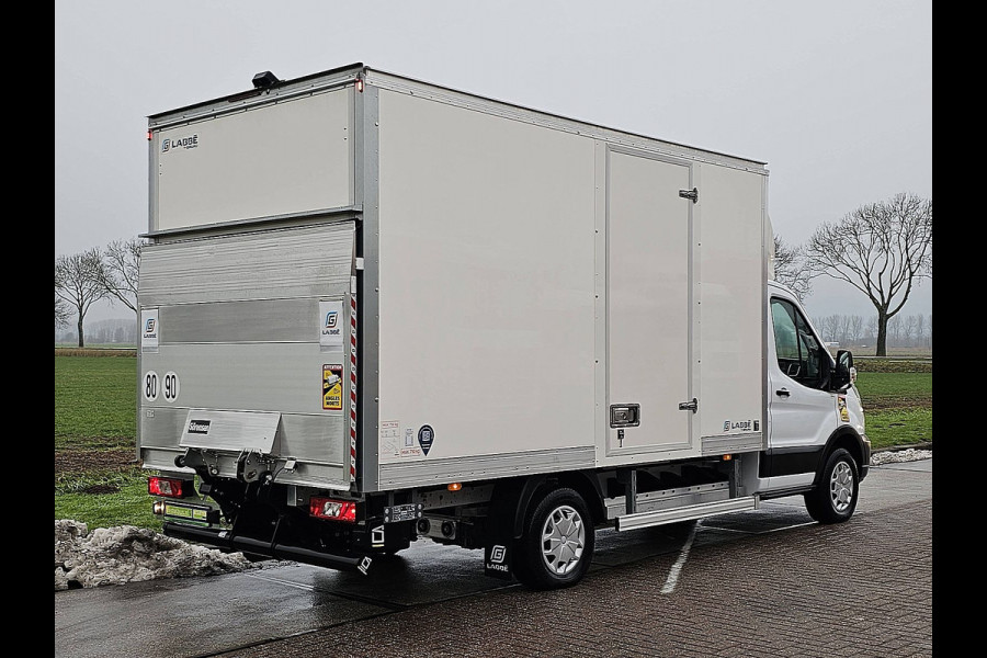 Ford E-Transit 390 L3 89Kwh electrisch, gesloten laadbak, laadklep, zijdeur, airco, automaat, navi, spoiler, NIEUW!!