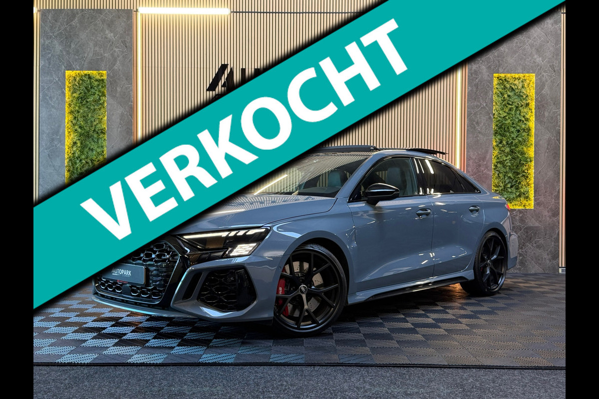 Audi RS3 Limousine GERESERVEERD 2.5 TFSI RS 3 quattro|PANO|MASSAGE|B&O|ACC|MEMORY|CARPLAY|DEALER ONDERHOUDEN|KEMORA GREY|400PK|