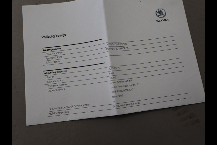 Škoda ENYAQ iV 60 + LEDER | PANORAMA | ELEK. TREKHAAK | | HEAD-UP | CARPLAY | SFEERVERLICHTING