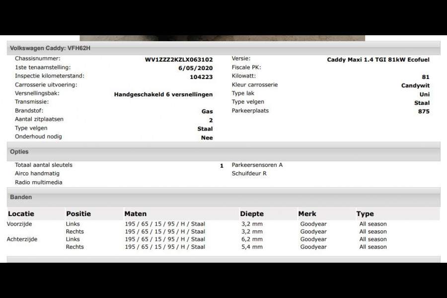 Volkswagen Caddy 1.4 TGI L2H1 Maxi CNG aardgas / Benz./ Comfortline Airco / Pdc. / Re.Schuifdeur / zeer milieu vriendelijk. / Apk 02-2027