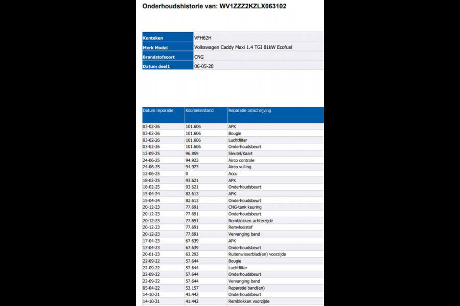 Volkswagen Caddy 1.4 TGI L2H1 Maxi CNG aardgas / Benz./ Comfortline Airco / Pdc. / Re.Schuifdeur / zeer milieu vriendelijk. / Apk 02-2027