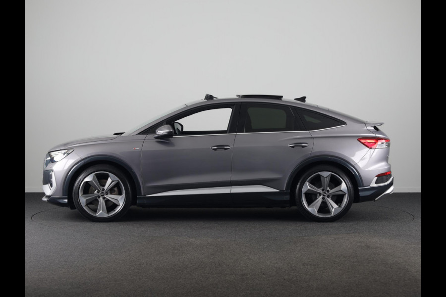 Audi Q4 Sportback e-tron 50 quattro S edition 77 kWh 299pk | SOH 94% | Panoramadak | Matrix | Sonos Audio 21 inch Lichtmetalen velgen | Sportstoelen |