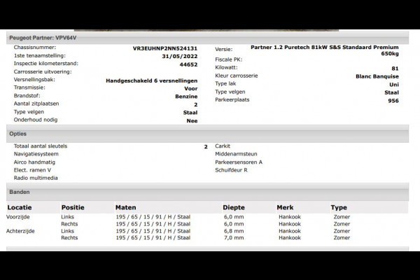 Peugeot Partner 1.2 Benzine 111PK Euro6 Premium / Airco / Navigatie / Cruise-ctr. / Schuifdeur + Raam / Radio multimedia / Apk nieuw