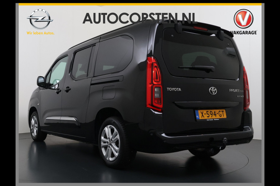 Toyota PROACE CITY Verso Electric AUT. 7persoons !Active Long Navi Camera Trekhaak Klapraam-in-klep PDC-a+v LM Dual-ECC 2-Schuifdeuren Cruise ESP Bordherkenning ABS Connect Visio Park 1 Smartphone-Oplader Dakrails Priv.Glas  50 kWh 3 fase 11kw lader ! Orig. NLse auto 1e eigenaar € 54.000 nieuw